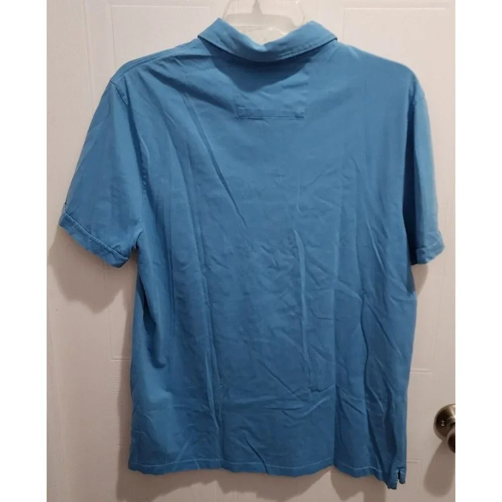 Banana Republic Short Sleeve Polo Shirt Men's‎ Size Medium 100% Pima Cotton Blue